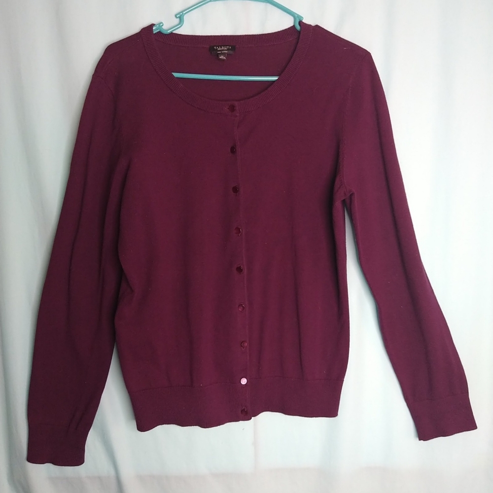 Talbot's eggplant cardigan sweater pima cotton